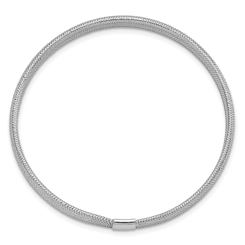 14K with White Rhodium Plating Polished Stretch Bracelet