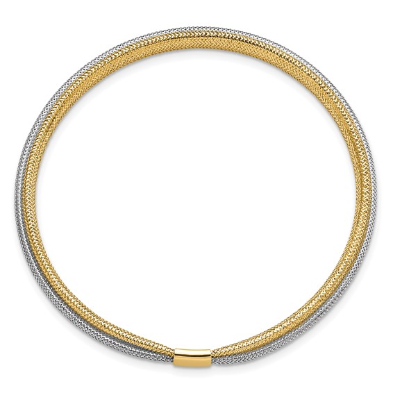 Leslie's 14K w/Rhodium Polished Mesh Stretch Bracelet