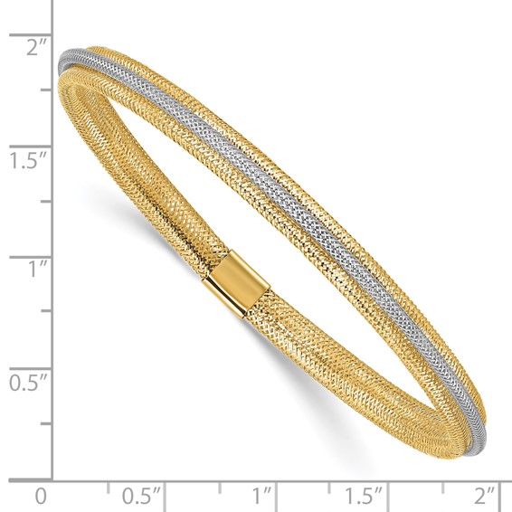 Leslie's 14K w/Rhodium Polished Mesh Stretch Bracelet
