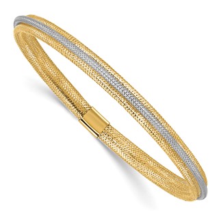 Leslie's 14K w/Rhodium Polished Mesh Stretch Bracelet