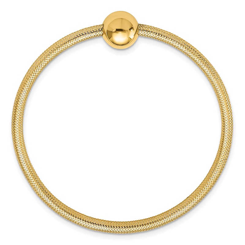 14K Polished with Bead Stretch Bracelet