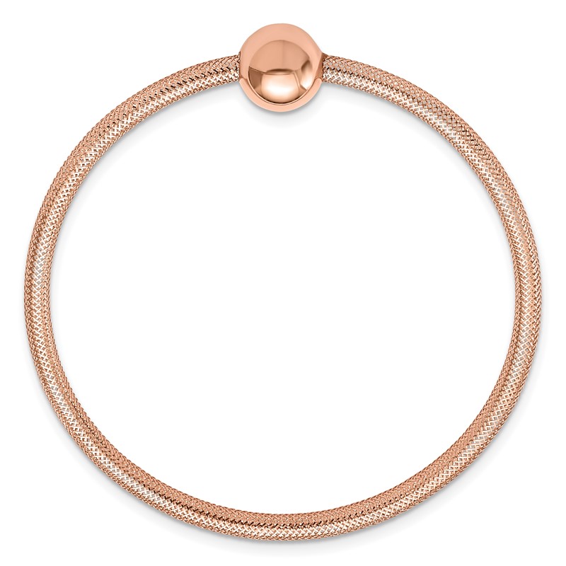 14K w/Rose Gold-plating Polished with Bead Stretch Bracelet