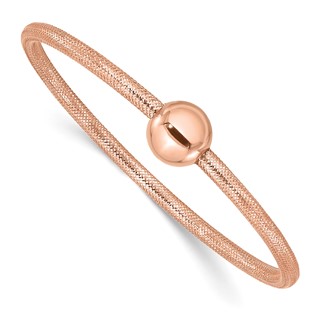Leslie's 14K w/Rose Gold-plating Polished with Bead Stretch Bracelet