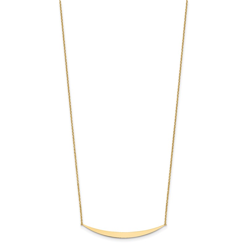 14K Polished Curved Bar with 2in. ext. Necklace