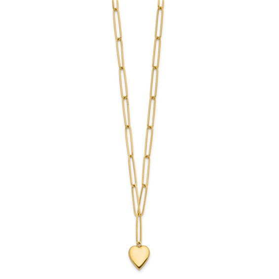 Leslie's 14K Polished Heart Paperclip Link Necklace