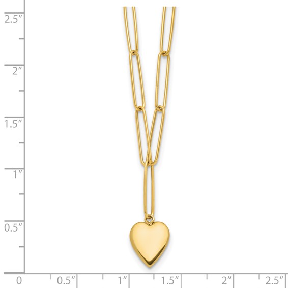 Leslie's 14K Polished Heart Paperclip Link Necklace