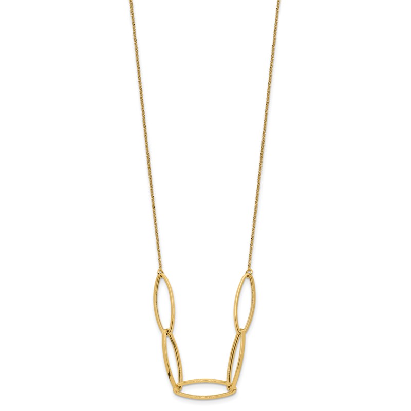 14K Polished Fancy Link 16.5in with 1in. Ext Necklace