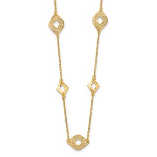 Leslie's 14K Polished and Filigree Diamond Shape with 1in. ext. Necklace