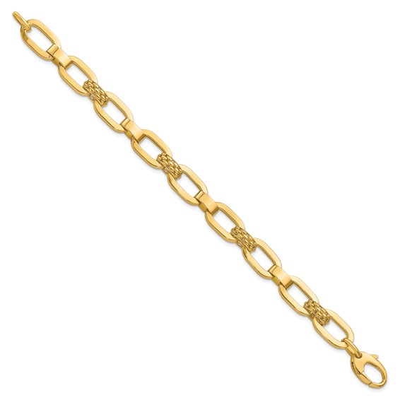 Leslie's 14K Polished and Textured Fancy Link Bracelet