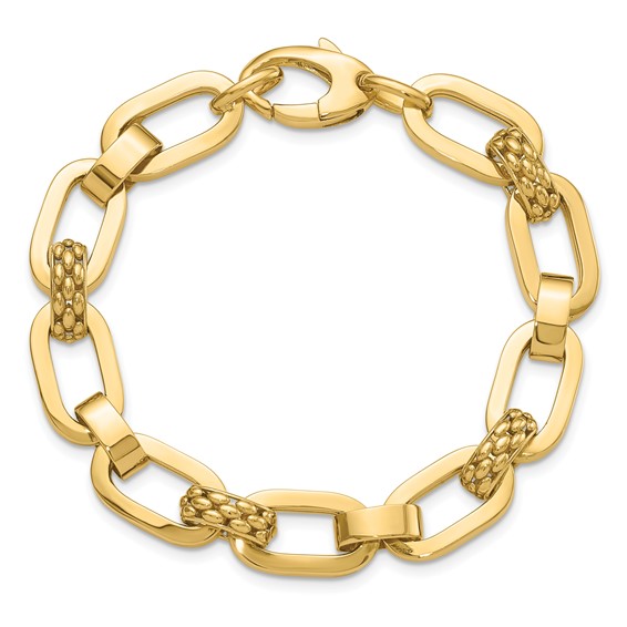 Leslie's 14K Polished and Textured Fancy Link Bracelet