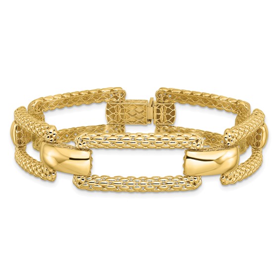 Leslie's 14K Polished and Textured Fancy Bracelet