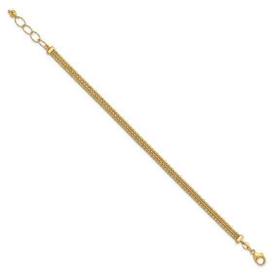 Leslie's 14K with Diamond-cut Accent and 1in. ext. Woven Bracelet