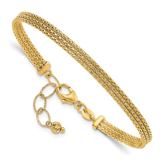 Leslie's 14K with Diamond-cut Accent and 1in. ext. Woven Bracelet