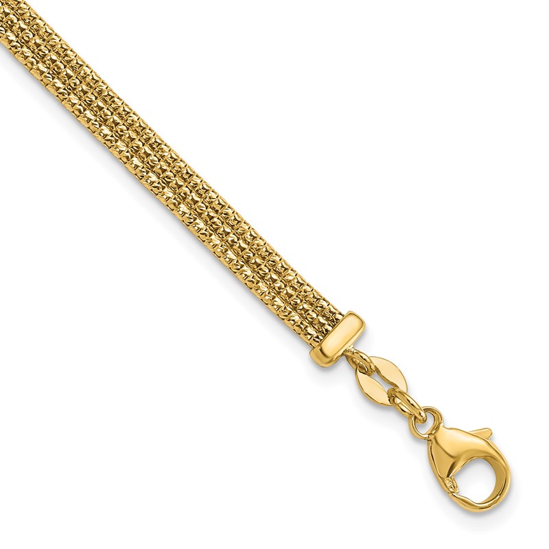 14K with Diamond-cut Accent and 1in. ext. Woven Bracelet
