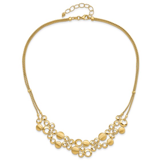 Leslie's 14K Polished and Satin Circles with 2in. ext Necklace