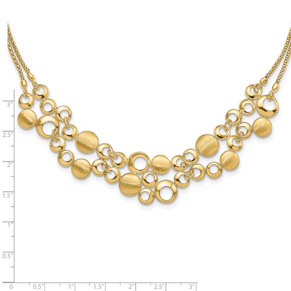 Leslie's 14K Polished and Satin Circles with 2in. ext Necklace