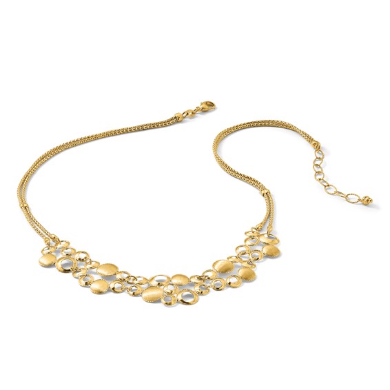 Leslie's 14K Polished and Satin Circles with 2in. ext Necklace