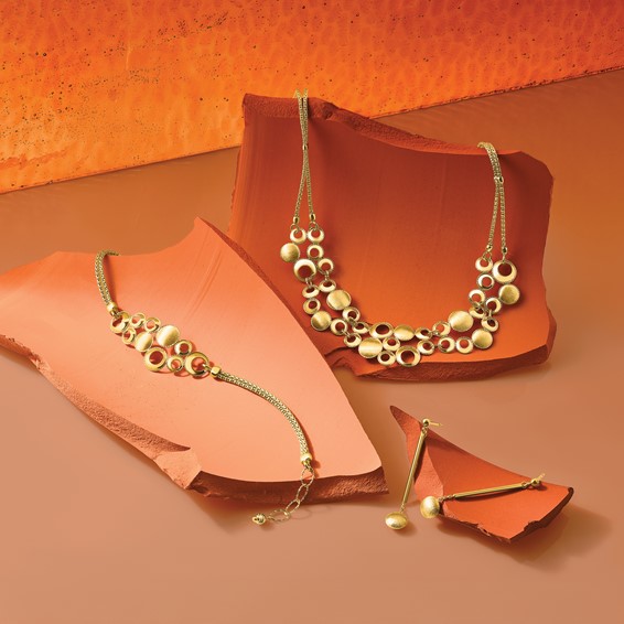 Leslie's 14K Polished and Satin Circles with 2in. ext Necklace