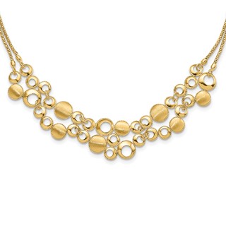 Leslie's 14K Polished and Satin Circles with 2in. ext Necklace