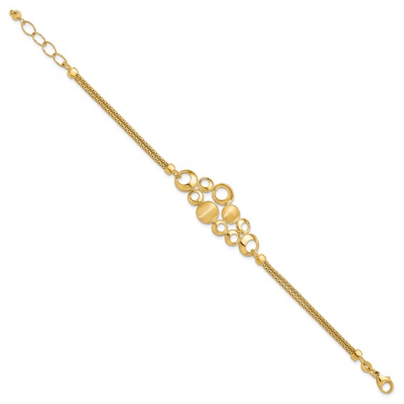 Leslie's 14K Polished and Satin Circles 2-strand with 1in. ext Bracelet