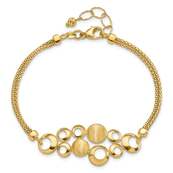 Leslie's 14K Polished and Satin Circles 2-strand with 1in. ext Bracelet