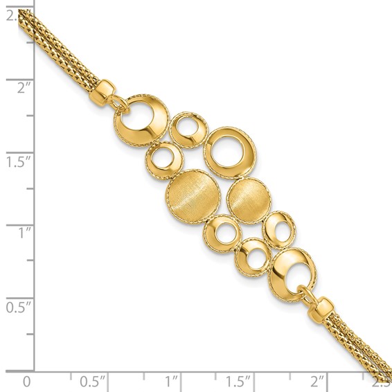 Leslie's 14K Polished and Satin Circles 2-strand with 1in. ext Bracelet