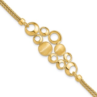 Leslie's 14K Polished and Satin Circles 2-strand with 1in. ext Bracelet