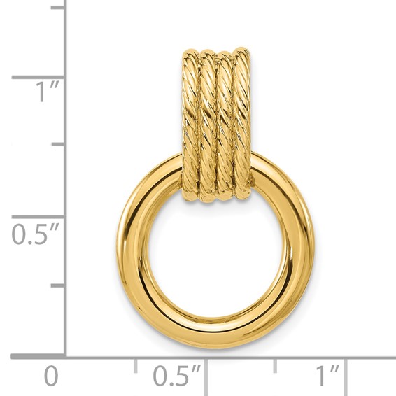 Leslie's 14K Polished and Textured Circle Pendant