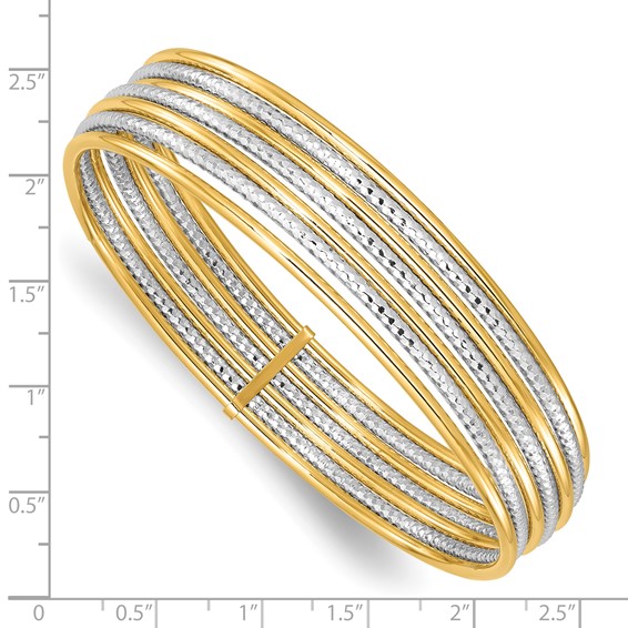 Leslie's 14K Two-tone Diamond-cut 7 Layer Slip on Bangle