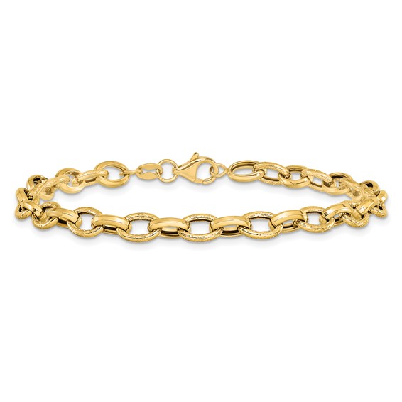 Leslie's 14K Polished and Textured Fancy Link Bracelet