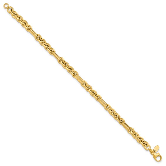 Leslie's 14K Polished and Textured Fancy Link Bracelet