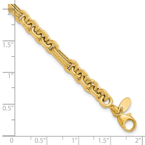Leslie's 14K Polished and Textured Fancy Link Bracelet