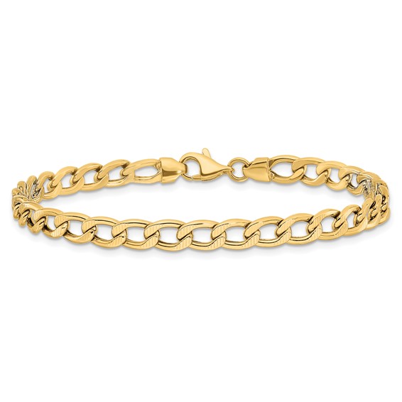 Leslie's 14K Polished and Textured Link Bracelet