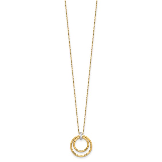 Leslie's 14K Two-tone Polished CZ Circles Necklace