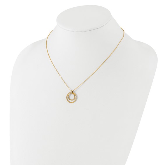 Leslie's 14K Two-tone Polished CZ Circles Necklace