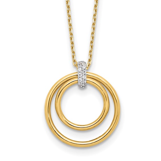 Leslie's 14K Two-tone Polished CZ Circles Necklace