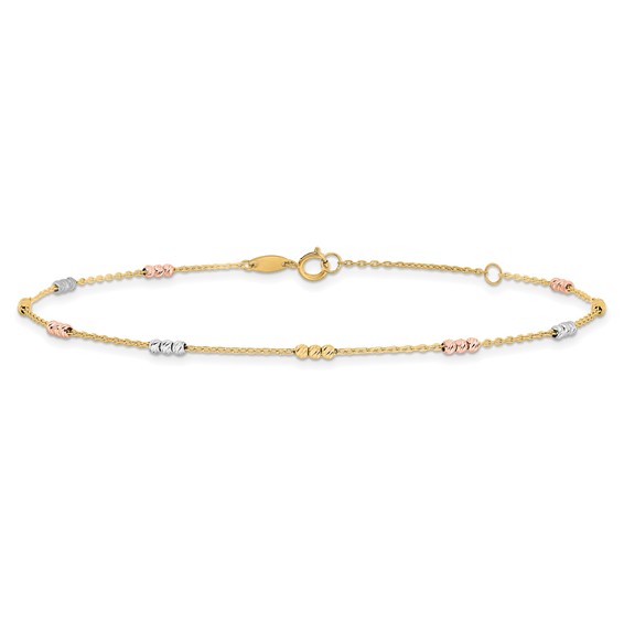 Leslie's Gold Tri-color Beaded Anklet