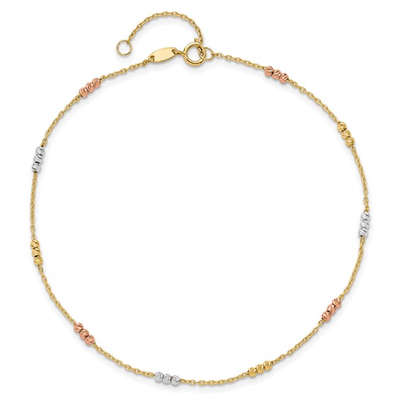 Leslie's Gold Tri-color Beaded Anklet