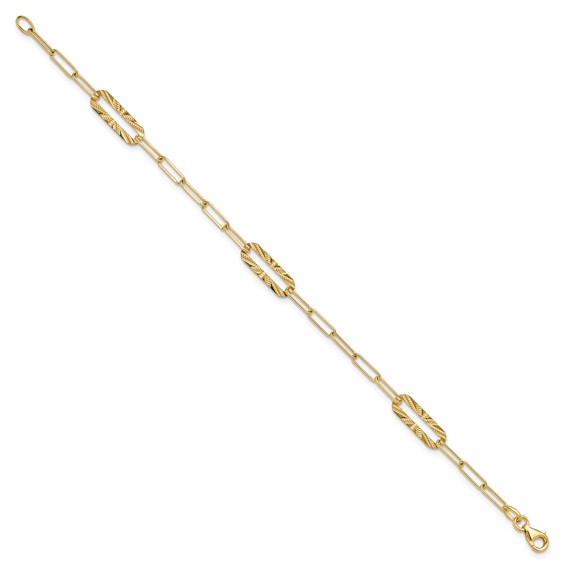 Leslie's 14K Polished and Textured Fancy Link Bracelet