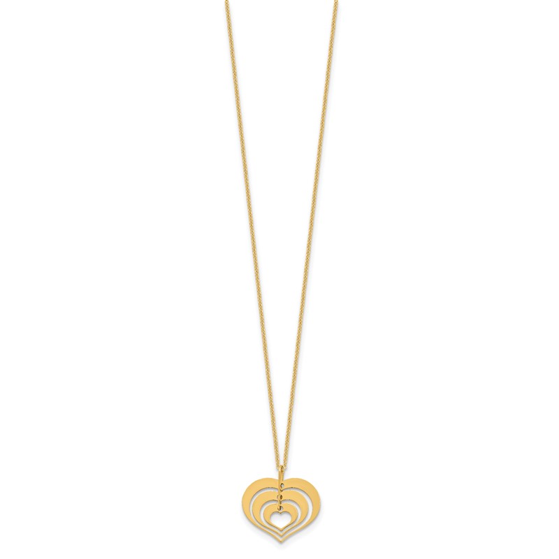 14K Polished Heart Pendant with 1in ext. Necklace