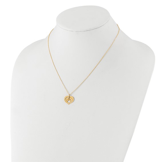 Leslie's 14K Polished Heart Pendant with 1in ext. Necklace