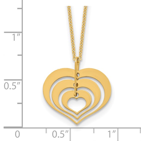Leslie's 14K Polished Heart Pendant with 1in ext. Necklace