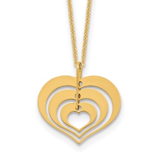 Leslie's 14K Polished Heart Pendant with 1in ext. Necklace