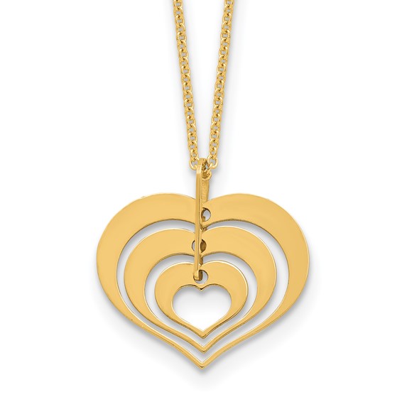 Leslie's 14K Polished Heart Pendant with 1in ext. Necklace