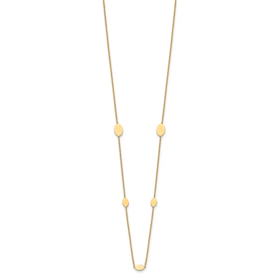 Leslie's 14K Polished Oval Discs Station with 1in ext. Necklace