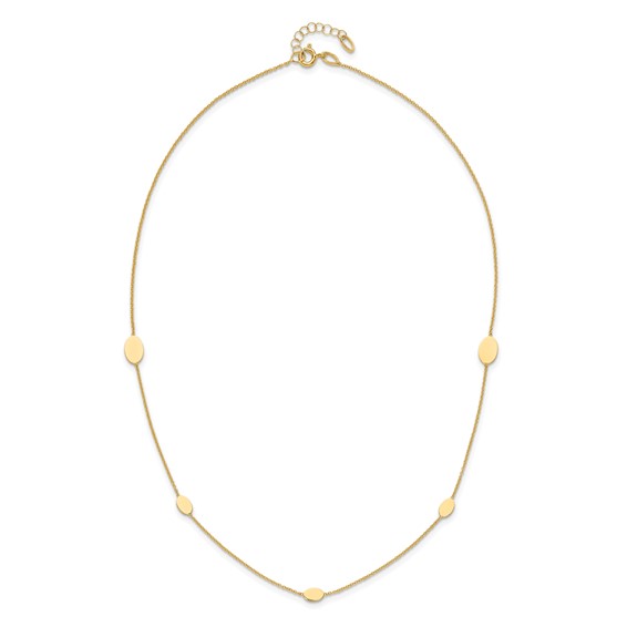 Leslie's 14K Polished Oval Discs Station with 1in ext. Necklace