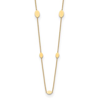 Leslie's 14K Polished Oval Discs Station with 1in ext. Necklace