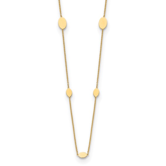 Leslie's 14K Polished Oval Discs Station with 1in ext. Necklace