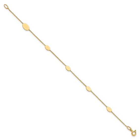 Leslie's 14K Polished Oval Discs Station Bracelet