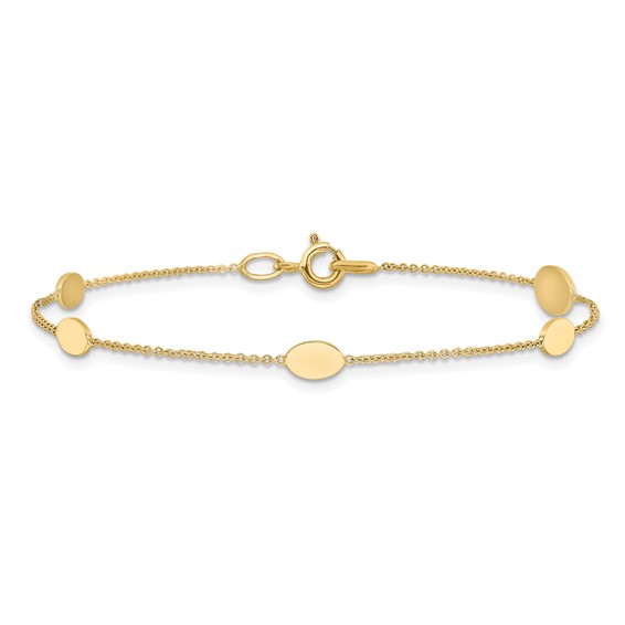 Leslie's 14K Polished Oval Discs Station Bracelet